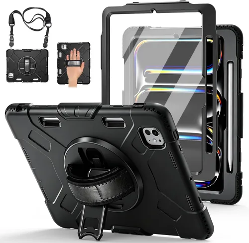 Miniatura 9 de Funda para iPad Pro 11 M5 2025/M4 2024: Funda protectora para iPad Pro de 11 pulgadas 5ª generación con protector de pantalla, soporte, asa y correa