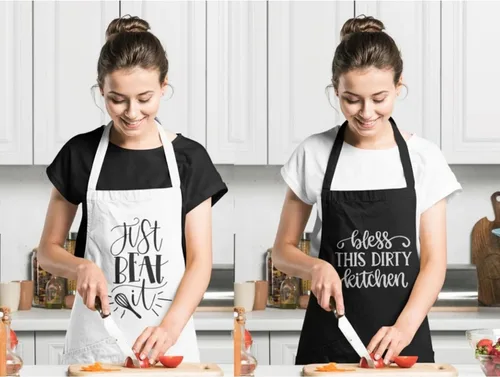 Miniatura 6 de Personalized Aprons for Women. Stylish Black Kitchen Apron, Perfect for Servers. Durable Apron for Women White