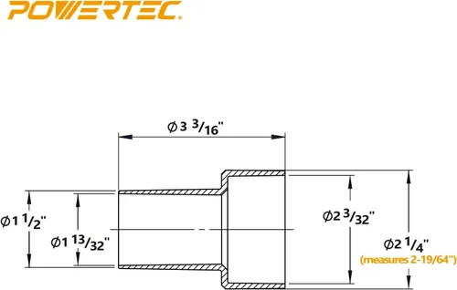 Miniatura 2 de POWERTEC 70164 Reductor de 2-1/4" OD a 1-1/2" OD Reductor de 2-1/4 x 1-1/2 (1pk)