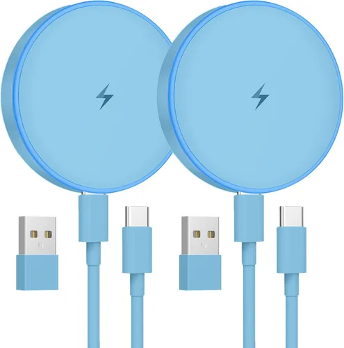 MagSafe Charger - Paquete de 2 cargadores inalámbricos magnéticos de 15 W, almohadilla de carga rápida compatible con iPhone 17/16/15/14/13/12 y