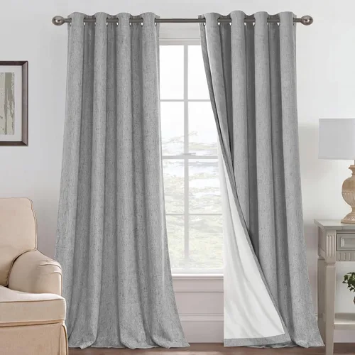 Miniatura 30 de H.VERSAILTEX Cortinas opacas de lino de 72 pulgadas de largo, 100% absolutamente opacas, con aislamiento térmico, con textura de lino, cortinas
