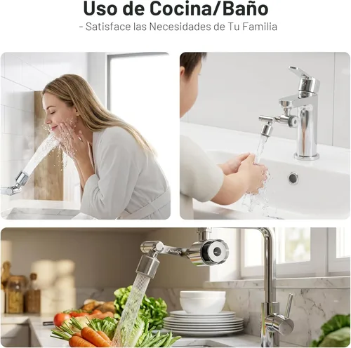 Miniatura 8 de Frizzlife Filtro de Agua para Aireador Extensor de Grifo de Fregadero, 9 Filtros Reducen 99% de Cloro, Aireador Giratorio de Latón de 1080°