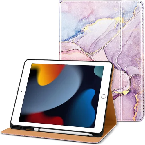 Miniatura 23 de DTTO para iPad de 9ª/8ª/7ª generación de 10.2 pulgadas 2021/2020/2019, funda tipo cartera de negocios de cuero premium con soporte para Apple Pencil