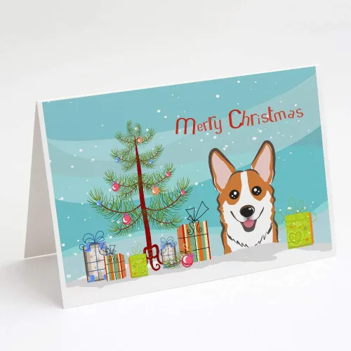 Miniatura 55 de Caroline's Treasures BB1616GCA7P - Tarjetas de felicitación y sobres de árbol de Navidad y sabueso afgano, paquete de 8 tarjetas en blanco