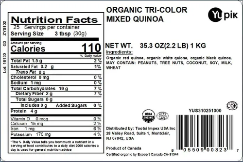 Miniatura 2 de Yupik Quinoa orgánica tricolor, 2.2 libras (35.2 onzas), sin OMG, Kosher, semillas crudas, quinua blanca, roja y negra, sin sal, sin aceite, fuente