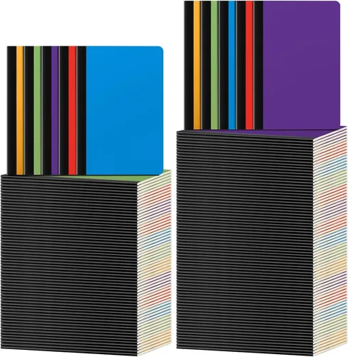 Miniatura 18 de Handepo 100 paquete de cuadernos de composición A5/A6 con líneas rayadas, cuadernos de composición de cartón Kraft a granel con cubierta suave
