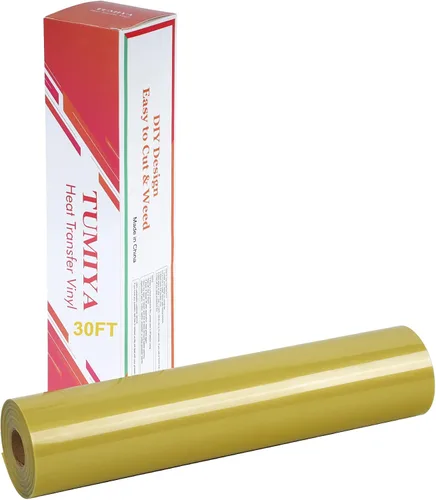 Miniatura 9 de TUMIYA Vinilo HTV - Vinilo de transferencia de calor de 12 pulgadas x 35 pies, vinilo dorado para planchar, rollo adhesivo brillante fácil de cortar