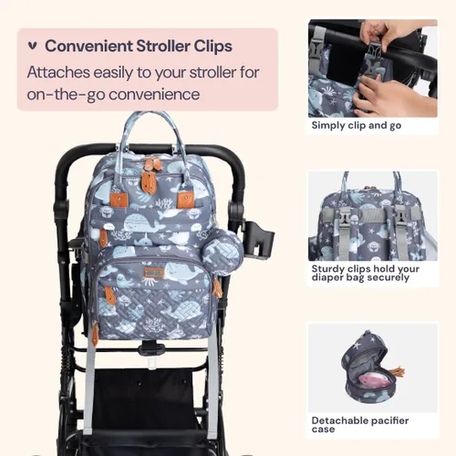 Miniatura 6 de BabbleRoo - Mochila para pañales - Bolso de viaje con artículos esenciales para bebés - Bolso de pañales multifuncional resistente al agua, bolso
