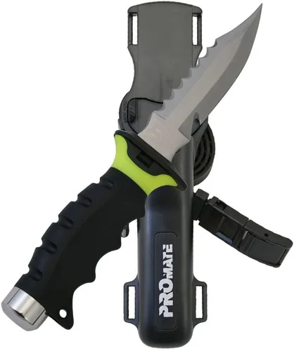 Miniatura 4 de Promate KF510-Negro, cuchillo de buceo de acero inoxidable con punta afilada