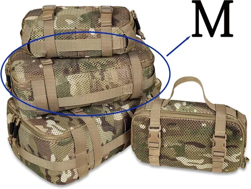 Miniatura 9 de Juego de 4 cubos de embalaje tácticos, bolsa de almacenamiento de malla compresible, organizador portátil Edc Molle.