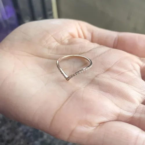 Miniatura 8 de Anillo de boda de diamante para mujer, anillo de boda de diamante en forma de V con acabado de oro de 14 quilates, anillo de diamante apilable