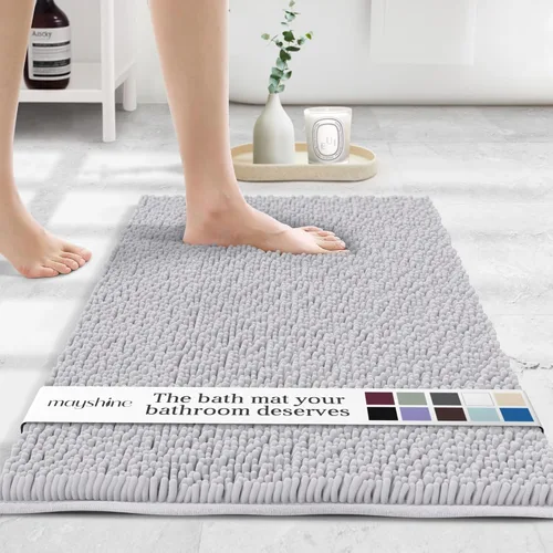 Miniatura 19 de MAYSHINE Alfombra de Baño de Chenilla Afelpada Extra Suave, Súper Absorbente, Alfombra de Baño Antideslizante Microfibra Esponjosa