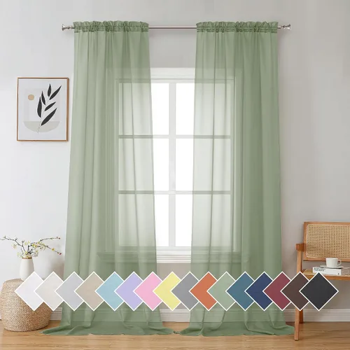 Miniatura 141 de Aiyufeng 2 paneles de cenefa transparente negra de 14 pulgadas de largo, cortinas cortas negras transparentes para dormitorio, cortinas de cocina