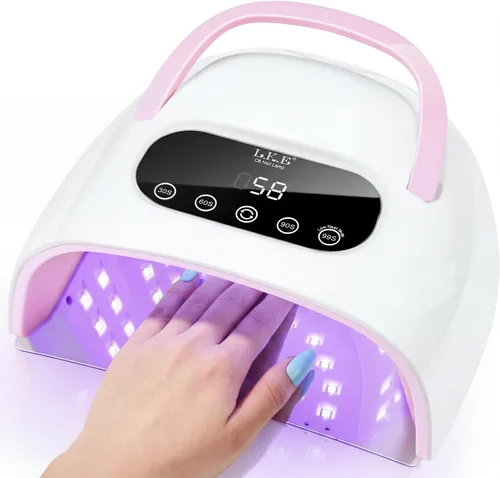 Lámpara de uñas LED UV, luz UV profesional para uñas de gel con sensor automático y 4 ajustes de temporizador, base magnética, pantalla táctil LCD,