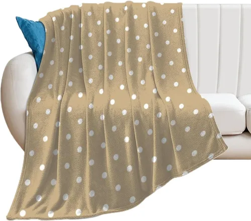 Miniatura 10 de Manta de felpa de lunares blanco aguamarina, suave y acogedora, manta de franela para todas las estaciones, para sofá, cama, 40 x 50 pulgadas