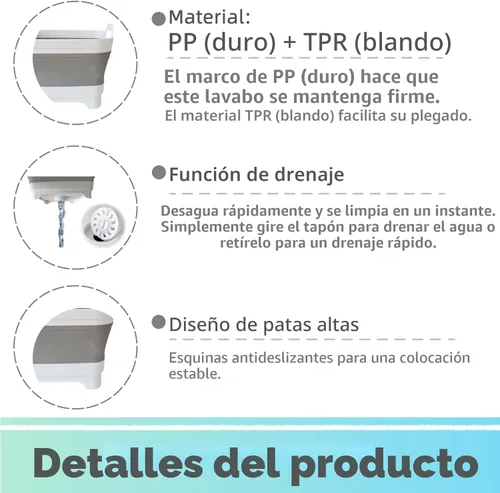 Miniatura 3 de GIMWA Lavabo plegable para biberones, contenedor portátil de 2.4 galones para fregadero de campamento de caravana, tina de cocina que ahorra espacio
