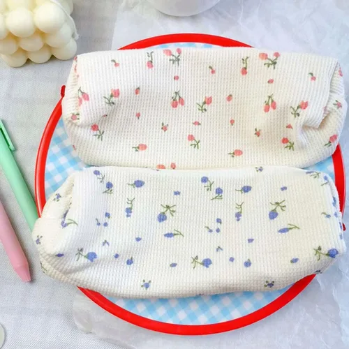 Miniatura 5 de Pequeña bolsa de lápiz maquillaje lindo floral pluma bolsa mujer flor rosa oficina papelería bolsa Comestic