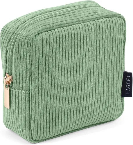 Miniatura 24 de MAGEFY Pequeña bolsa de maquillaje para bolso, mini bolsa de cosméticos de pana, linda bolsa cosmética para mujeres con bolsillos deslizantes