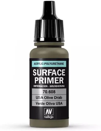 Miniatura 2 de Vallejo - Color de imprimación de superficie Oliva USA Drab 0.6 fl oz. (0.6 fl oz.) Acabado mate y secado rápido Perfecto para aerografía