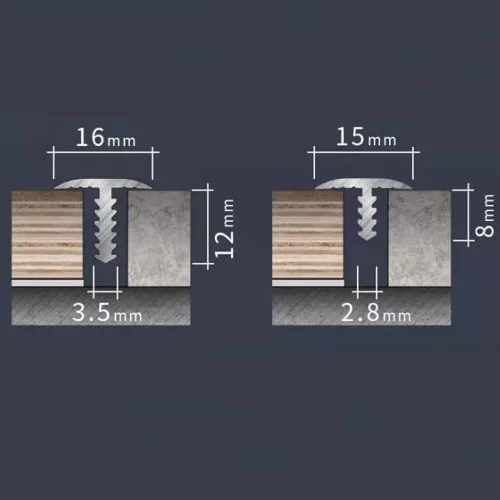 Miniatura 7 de HCZION Tiras de umbral para suelos de aluminio, tiras de transición para suelos irregulares, tiras de suelo moldeadas en T de 36 pulgadas, tira