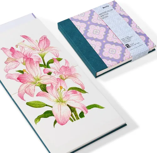 Miniatura 12 de Arrtx Cuaderno de bocetos cuadrado de papel de acuarela, 7.09 x 7.09 pulgadas, 140 libras, 300 GSM, papel 100% algodón, prensa en frío, 24 hojas