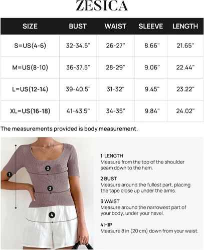 Miniatura 6 de ZESICA Women's 2024 Short Sleeve Square Neck T Shirts Slim Fitted Summer Ribbed Knit Basic Casual Tee Tops