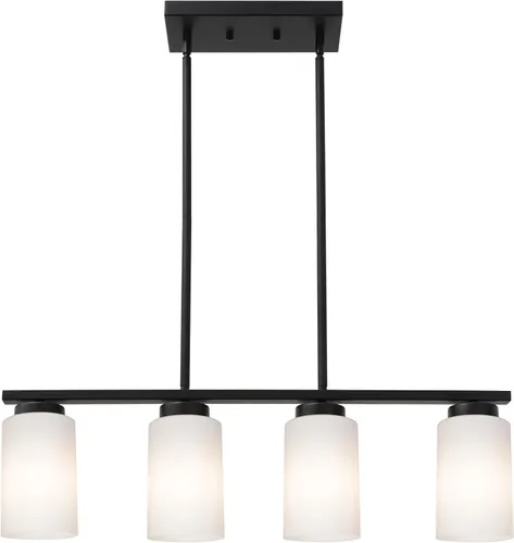 Miniatura 9 de TODOLUZ Luminaria Colgante Negra con Cristal Blanco Ópal, Mini Candelabro de Estilo Rústico para Isla de Cocina y Pasillo