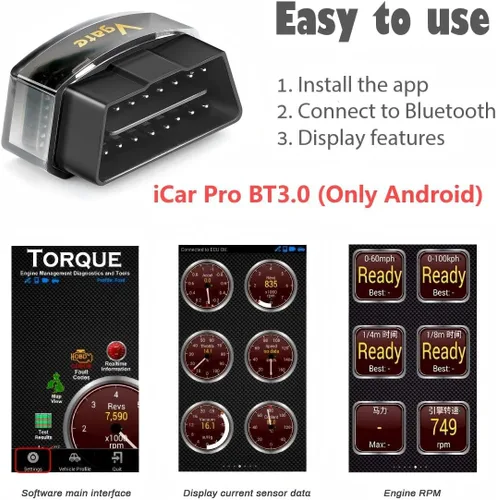 Miniatura 4 de Vgate Escáner iCar Pro Bluetooth 3.0 OBD2 Solo Android - No para iOS - Revisar la luz del motor
