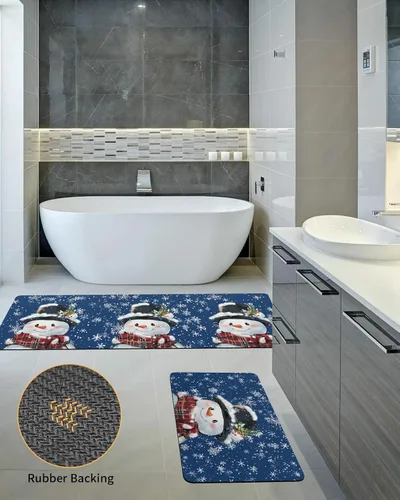 Miniatura 5 de Tapete de baño de Navidad para bañera, antideslizante, de secado rápido y absorbente, tierra de diatomeas, fregadero de cocina, lavable, tapete