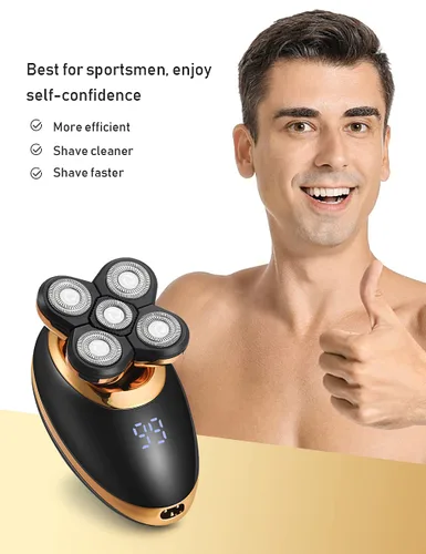 Miniatura 3 de Afeitadoras eléctricas para hombres, afeitadoras 5 en 1 de cabeza calva para hombres, 5D flotante inalámbrica, recargable, portátil, kit de aseo