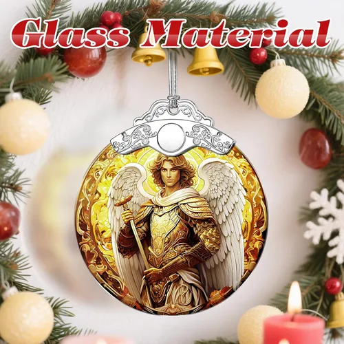 Miniatura 3 de Decoraciones navideñas de Arcángel Miguel - Adornos de Navidad para árbol Decoración de árbol de Navidad de ángel de armadura dorada Adornos