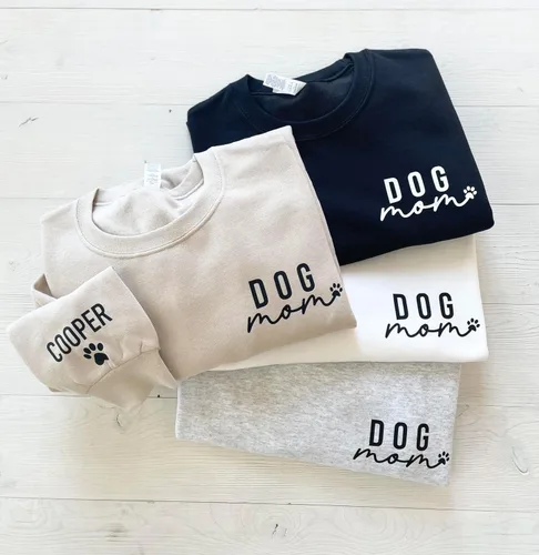 Miniatura 3 de Up2ournecksinfabric, Custom Dog Mom Sweatshirt - Women's Paw Sweatshirt Gift for Dog Lover Grey