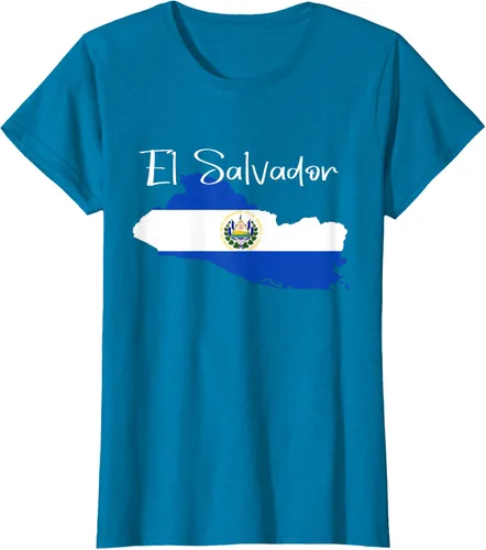 Miniatura 81 de Camiseta con la bandera de El Salvador, mapa de El Salvador, camiseta de Salvador para mujer