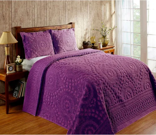 Miniatura 9 de Better Trends 1 colcha de chenilla tamaño matrimonial/doble, ropa de cama de chenilla 100% algodón, patrón de medallón ligero, decoración