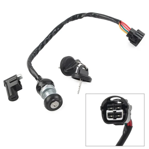 Miniatura 6 de Interruptor de encendido para motocicleta de 4 cables con 2 llaves compatible con linhai T-boss 550 48295 ATV UTV