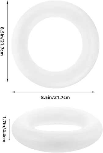 Miniatura 2 de Luxshiny Corona de espuma de Navidad de 8.5 pulgadas, anillo redondo de espuma de poliestireno blanco, anillo circular sin terminar para pintura