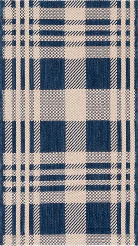 Miniatura 19 de SAFAVIEH Alfombra Lavable para Exteriores Colección Courtyard - 2'3" x 4', Beige y Azul, Patrón a Cuadros, No Desprende Pelusa y Fácil Limpieza