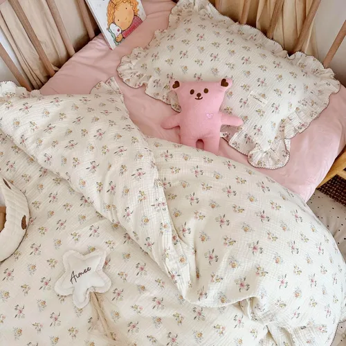 Miniatura 8 de BuLuTu Funda de almohada de muselina de algodón para niños pequeños con bonito patrón de flores de azalea, súper suave, funda de almohada para cuna