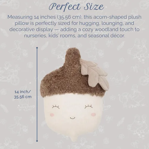 Miniatura 3 de MON AMI Nutty Acorn - Almohada de felpa de 14 pulgadas para niños y niñas, felpa suave de bellota de bosque, acento decorativo acogedor, regalo