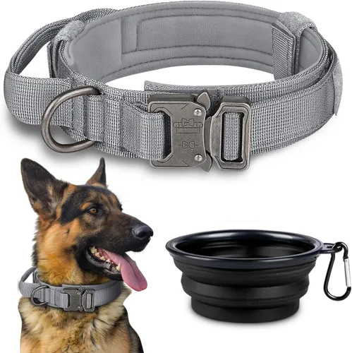 Miniatura 8 de COOYOO Juego de 3 collares tácticos para perros, collar ajustable de nailon para entrenamiento militar con mango de control y hebilla de metal