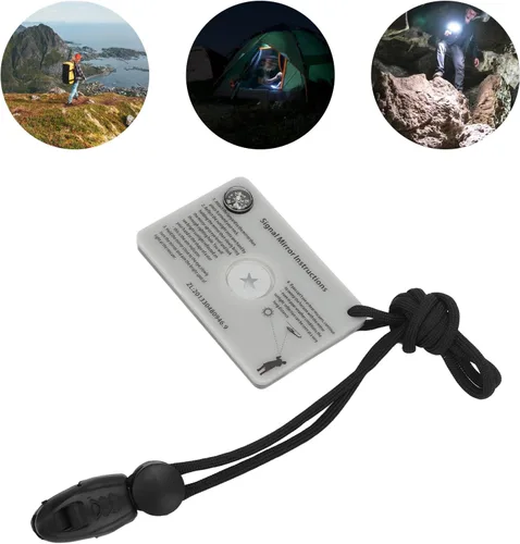 Miniatura 7 de Dilwe Espejo al aire libre, cristal reflector multifunción con cordón para acampar al aire libre, supervivencia, emergencia