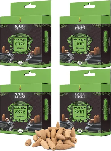 Miniatura 12 de Soul Sticks Conos de incienso de reflujo – 40 conos orgánicos hechos a mano para quemador de cascada Paquete de 4 aromas aromáticos de larga Go