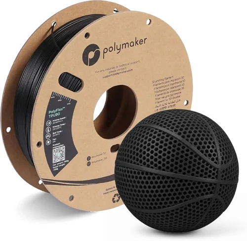 Miniatura 16 de Filamento de TPU de Flujo Alto Polymaker 1.75mm Negro, Filamento Flexible Shore 95A 1.75mm 1kg - Filamento TPU para Impresión 3D PolyFlex TPU95-HF