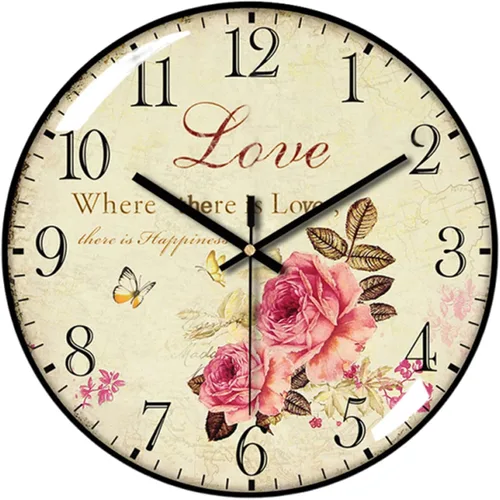 Miniatura 11 de Relojes de pared decorativos que funcionan con pilas, reloj de pared retro con esfera de cristal, esfera de 12 pulgadas con números romanos