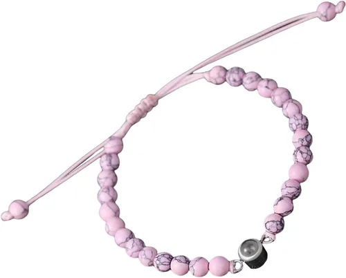 Miniatura 9 de Pulseras, elegante pulsera para parejas con 100 idiomas "I Loves You" Proyección en cristales mate piedra portátil para aniversarios