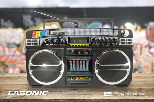Miniatura 2 de Lasonic i-931BT BoomBox BLUETOOTH AM/FM EQ USB SD AUX w/Remote Built-In Batería - Blanco