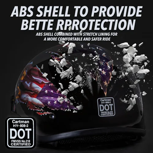Miniatura 2 de Cartman Cruiser Scooter Casco de media cara para motocicleta, gráficos patrióticos de Eagle USA, aprobado por DOT para bicicleta, scooter, ATV, UTV