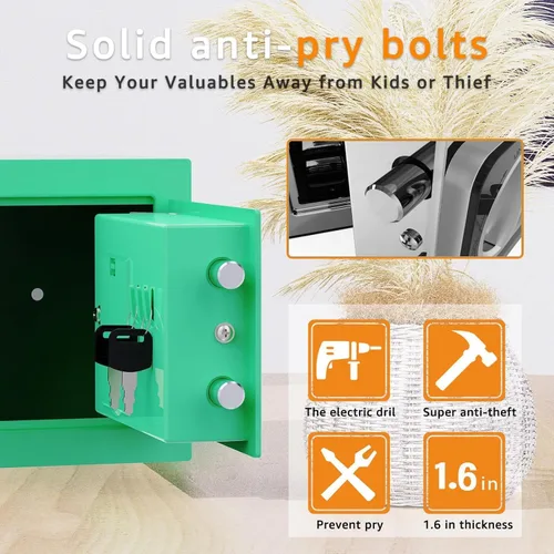 Miniatura 7 de PATRON caja fuerte pequeña con llave, mini caja fuerte para dinero, pequeñas cajas fuertes para monedas para el hogar con código, pequeña caja