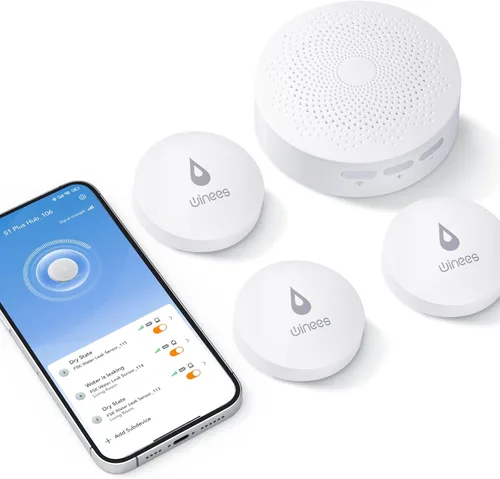 Miniatura 8 de Winees - Detector de agua WiFi, paquete de 3 sensores de agua con notificación por correo electrónico y SMS de alerta de fugas, alarma ajustable