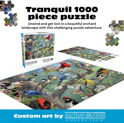 Miniatura 2 de Buffalo Games Hautman Brothers - Birds in an Orchard - Rompecabezas de 1000 piezas para adultos - 26.75 x 19.75 pulgadas, póster incluido - Piezas